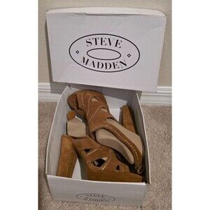 Steve Madden Women's Kween Platform Sandals Brown Suede Heels Boho Size 9.5